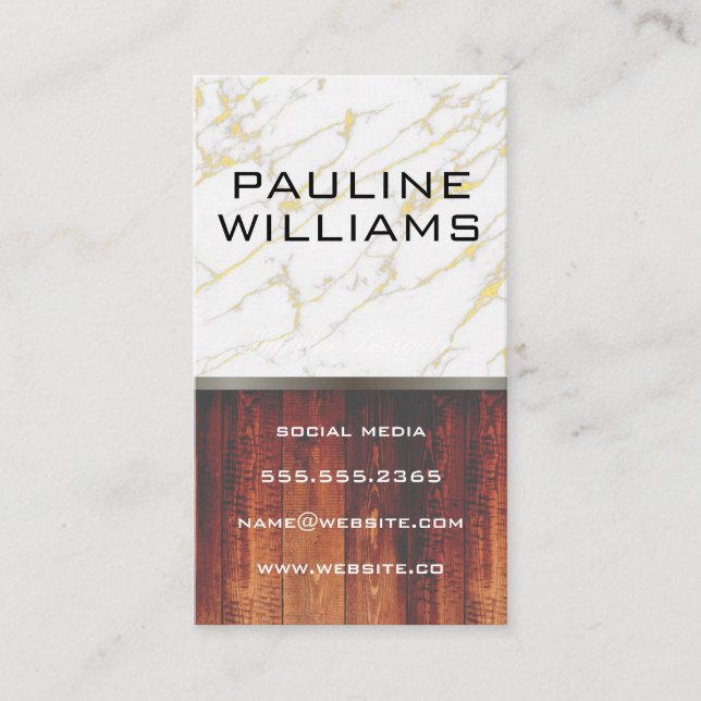 Tarjeta De Visita Mármol | Paneles de madera (Anverso)