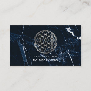 Tarjeta De Visita Mármol PixDezines/Flor de vida/Plata falsa