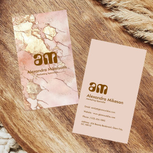 Tarjeta De Visita Mármol Profesional con Vena Dorada Femenina