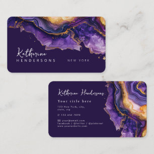 Tarjeta De Visita Mármol purpura chic con brillo dorado Profesional