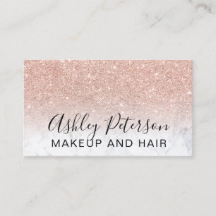 Tarjeta De Visita Mármol purpurina de oro de maquillaje elegante tip