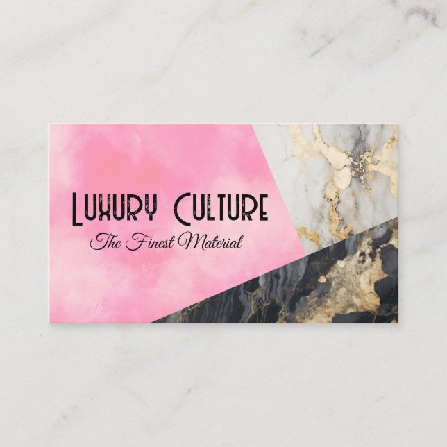Tarjeta De Visita Mármol Relieve metalizado dorado | Textura rosa |  (Anverso)