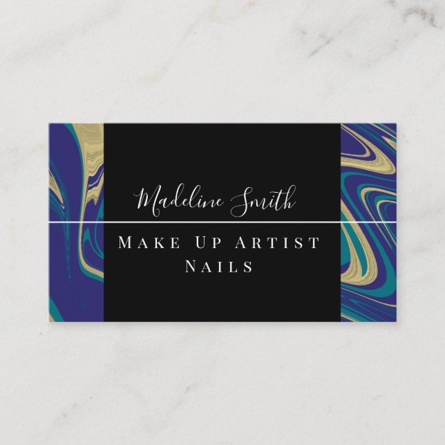 Tarjeta De Visita Mármol Resumen Artista de maquillaje de ácidos (Anverso)