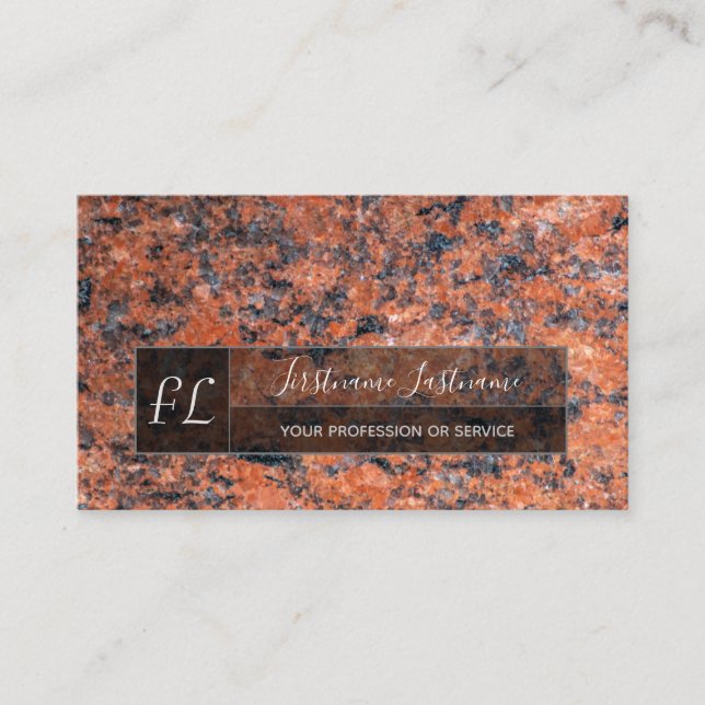 Tarjeta De Visita Mármol rojo oscuro estructura de mármol negro mono (Anverso)
