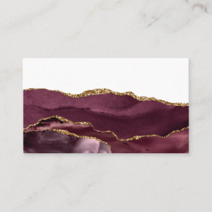 Tarjeta De Visita Mármol Rojo Vino Ágata Brillo Dorado Glam Estiloso
