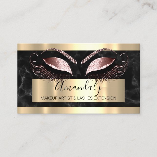 Tarjeta De Visita Mármol Rosa de extensión de Eyelash para maquillaj (Anverso)