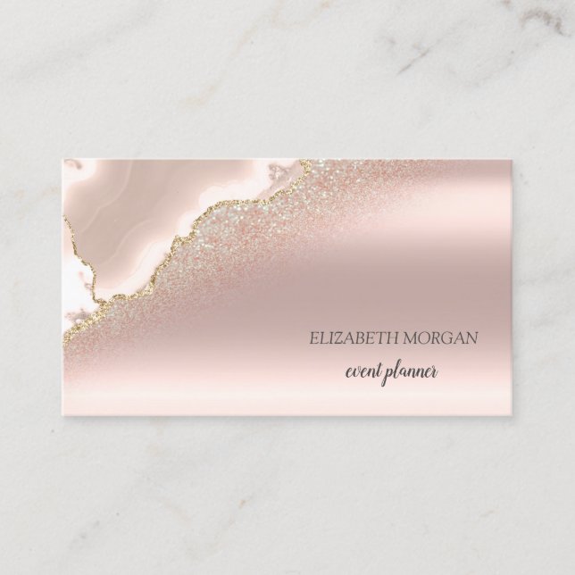 Tarjeta De Visita Mármol Rosa de oro moderno elegante Purpurina (Anverso)