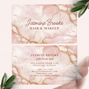 Tarjeta De Visita Mármol Rosa y Dorado Chic Glam