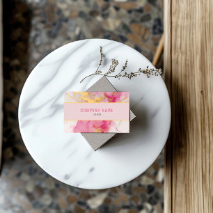 Tarjeta De Visita Mármol rosa y oro minimalista