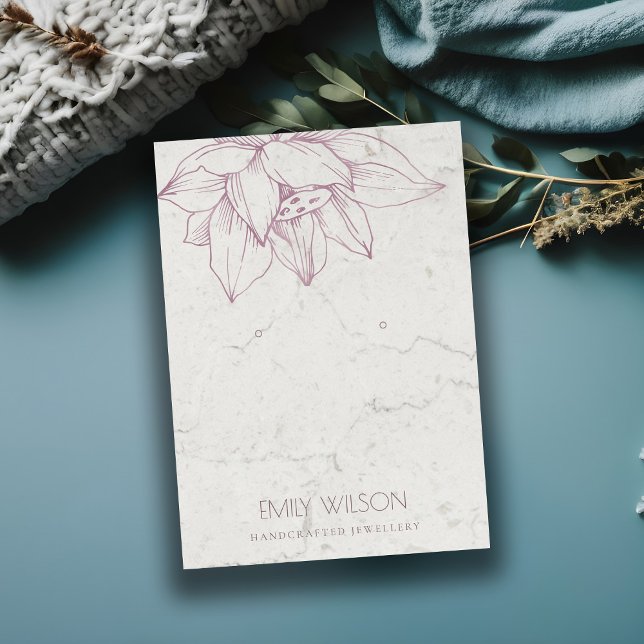 TARJETA DE VISITA MÁRMOL RUBOR PINK LOTUS SIMPLE EARRING PANPLAY (Subido por el creador)