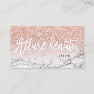 Tarjeta De Visita Mármol subió tipografía del purpurina del oro del