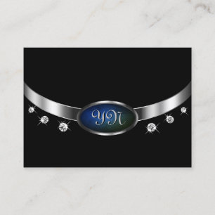 Tarjeta De Visita Mármol verde azul de Amulet Noble negro y plata