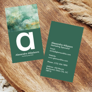 Tarjeta De Visita Mármol Verde Esmeralda Oro Negocio