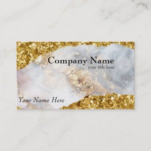 Tarjeta De Visita Mármol y Nugget de Oro Luxe 