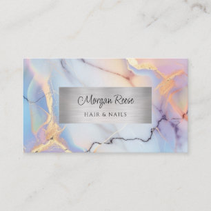 Tarjeta De Visita Mármol y plata, código QR