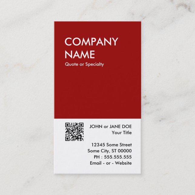Tarjeta De Visita maroon bold diseñar su propio código QR (Anverso)