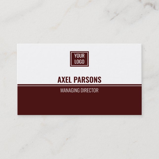 Tarjeta De Visita Marrón De Sello Elegante Y Blanco (Anverso)
