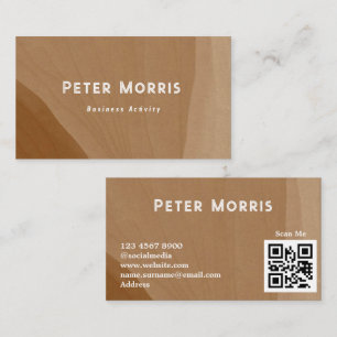 Tarjeta De Visita Marrón de tono neutro Minimalista Código QR Profes