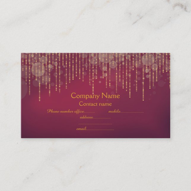 Tarjeta De Visita marrón elegante de negocios de oro de chispa roja (Anverso)