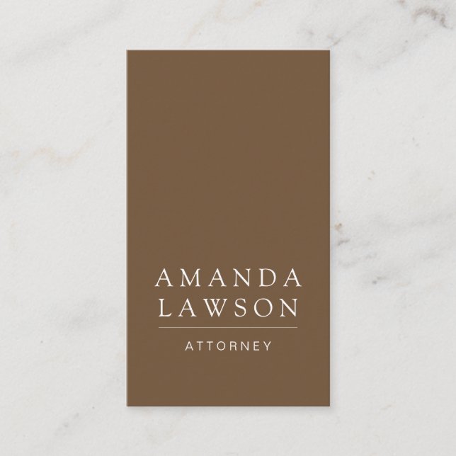 Tarjeta De Visita Marrón elegante y simple (Anverso)