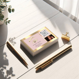 Tarjeta De Visita Marrón Eyelash Frow Makeup Logo Qr Código Rosa Fot