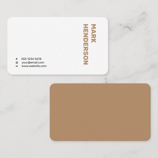 Tarjeta De Visita Marrón minimal moderno de moda (Anverso / Reverso)