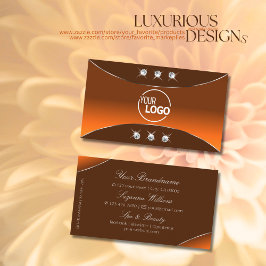 Tarjeta De Visita Marrón naranja con joyas y logotipo de decoración 