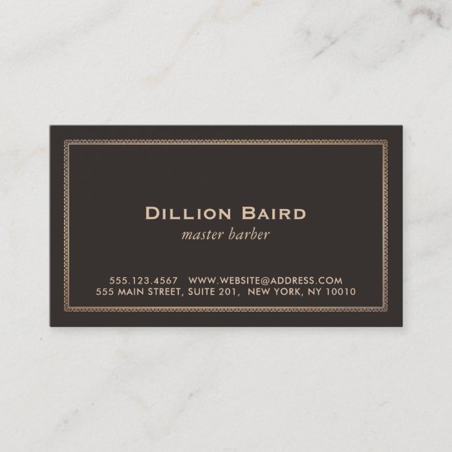 Tarjeta De Visita Marrón oscuro del borde dorado de la cosecha clási (Anverso)