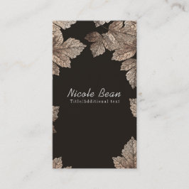 Tarjeta De Visita Marrón oscuro y bronce hojas rústico glam personal