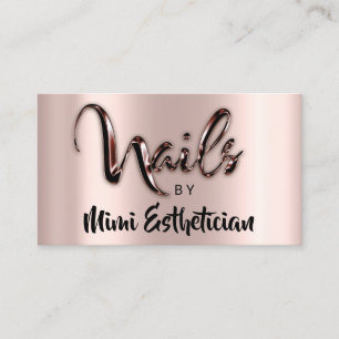 Tarjeta De Visita Marrón Rosa con logotipo de Nails Studio Artist N