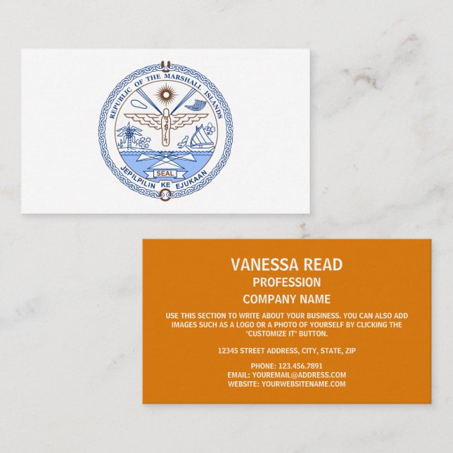 Tarjeta De Visita Marshallese Seal, Islas Marshall (Anverso / Reverso)
