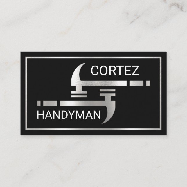 Tarjeta De Visita Martillo de mano de plata para marco (Anverso)