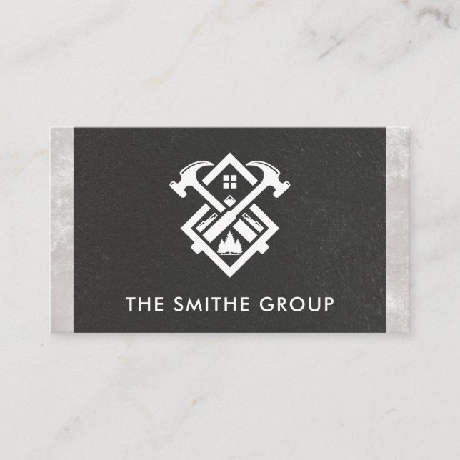 Tarjeta De Visita Martillos y hogar | Logotipo de construcción (Anverso)