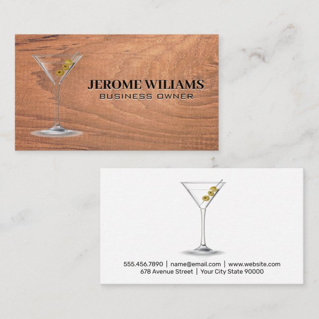 Tarjeta De Visita Martini | Fondo de madera (Anverso / Reverso)