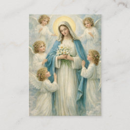 Tarjeta De Visita Mary Angels Catholic Funeral Memorial Holy Card -