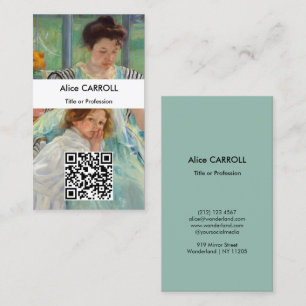 Tarjeta De Visita Mary Cassatt - Joven Madre Cosiedo - Código QR