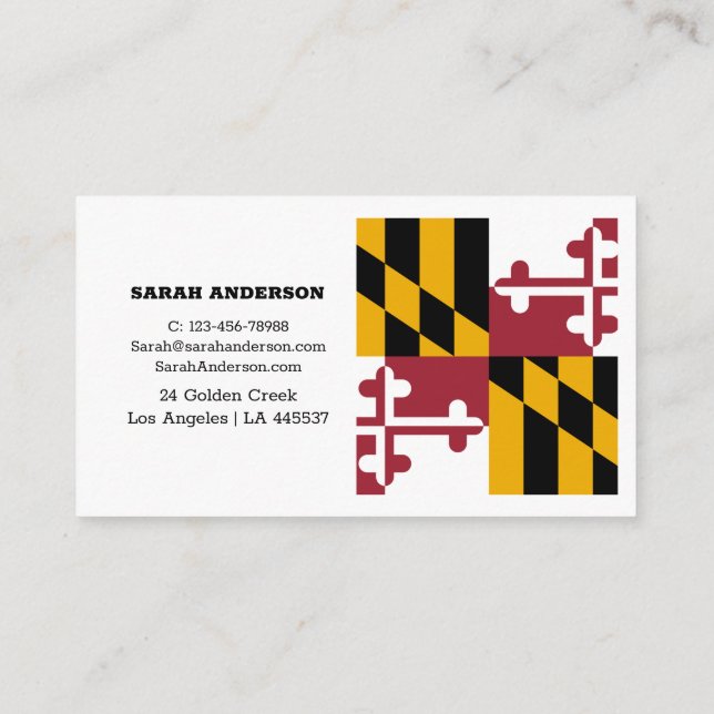 Tarjeta De Visita Maryland Flag Elegant Business Card / Estados Unid (Reverso)
