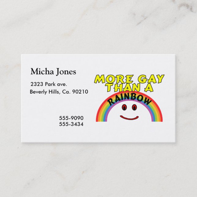 Tarjeta De Visita Más gay que un arco iris (Anverso)