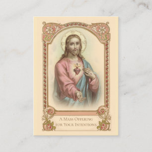 Tarjeta De Visita Masa Católica Ofreciendo Cartas Sagradas A Jesús