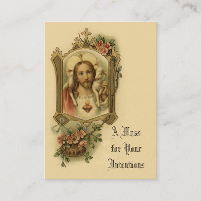 Tarjeta De Visita Masa católica que ofrece el corazón sagrado Jesús (Anverso)