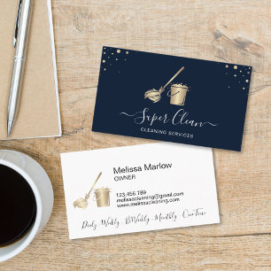 Tarjeta De Visita Masa de limpieza profesional de casas de oro de la