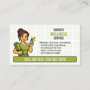 Tarjeta De Visita Masaje con Aceites Esenciales Spa QR Niña Dibujo