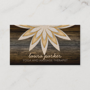 Tarjeta De Visita Masaje de madera de oro de la salud de la yoga de