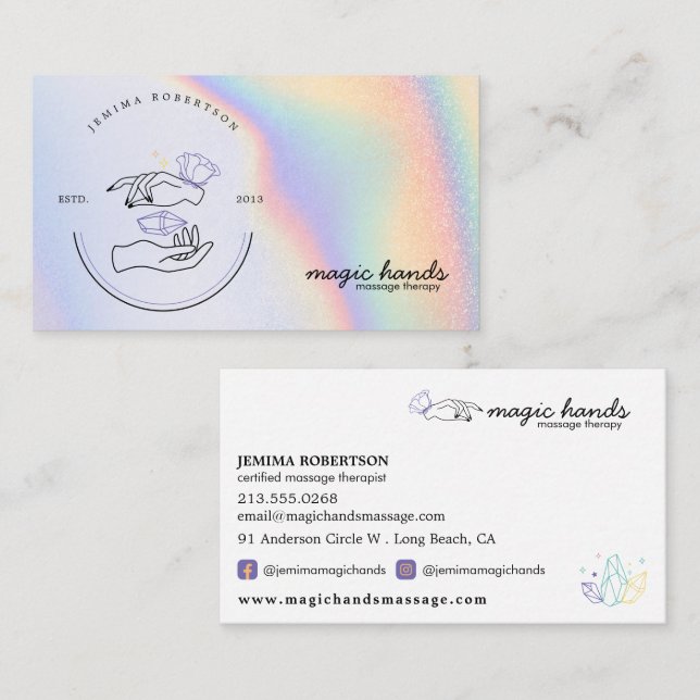 Tarjeta De Visita Masaje de manos mágicas Terapia Esoteric Business (Anverso / Reverso)