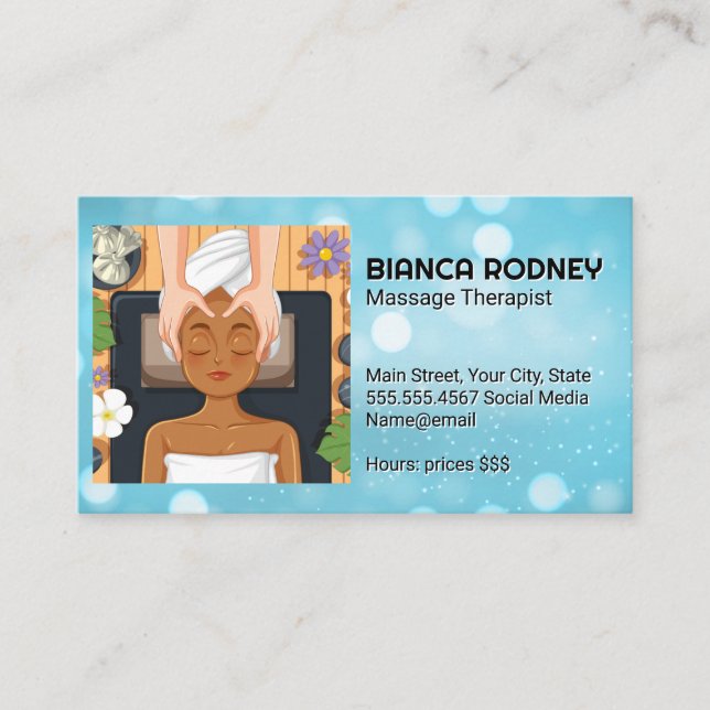 Tarjeta De Visita Masaje de Spa de Día | Servicio de Relajación (Anverso)