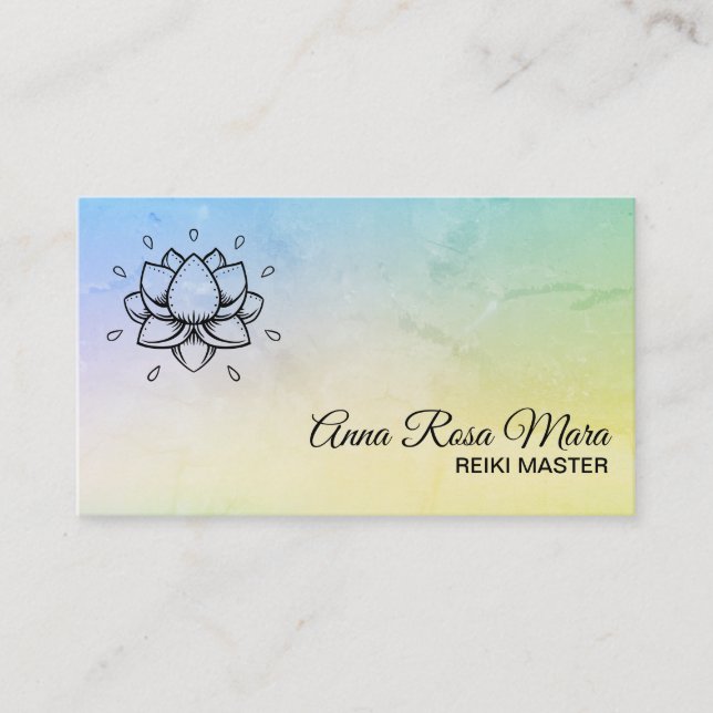 Tarjeta De Visita *~* Masaje de Yoga Energy Healer Reiki Lotus (Anverso)