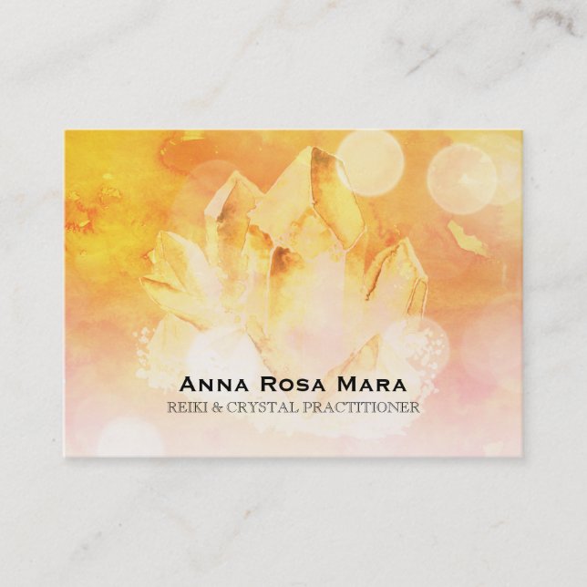 Tarjeta De Visita ~ Masaje de yoga sano Reiki Citrine Crystal (Anverso)
