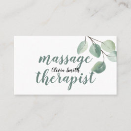 Tarjeta De Visita Masaje floral moderno de greenery acuarela rústica