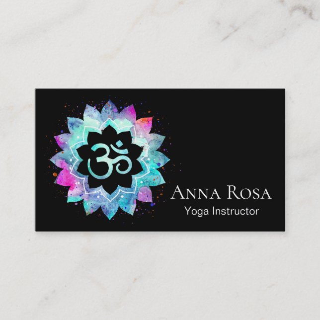 Tarjeta De Visita Masaje Lightworker de la yoga de OM Reiki del *~* (Anverso)