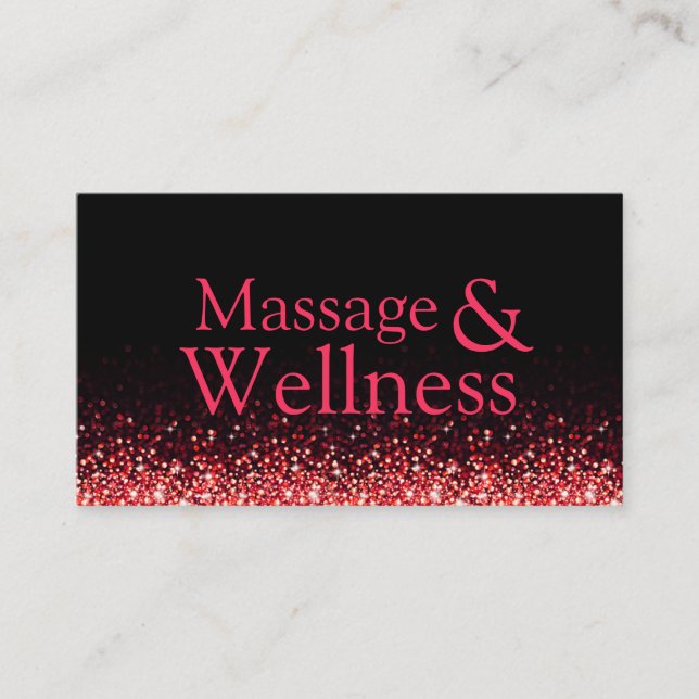 Tarjeta De Visita Masaje rojo brillante Terapia cuerpo Wellness (Anverso)